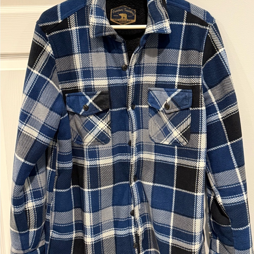 Freedom Foundry Blue and Black Plaid Flannel Shirt
